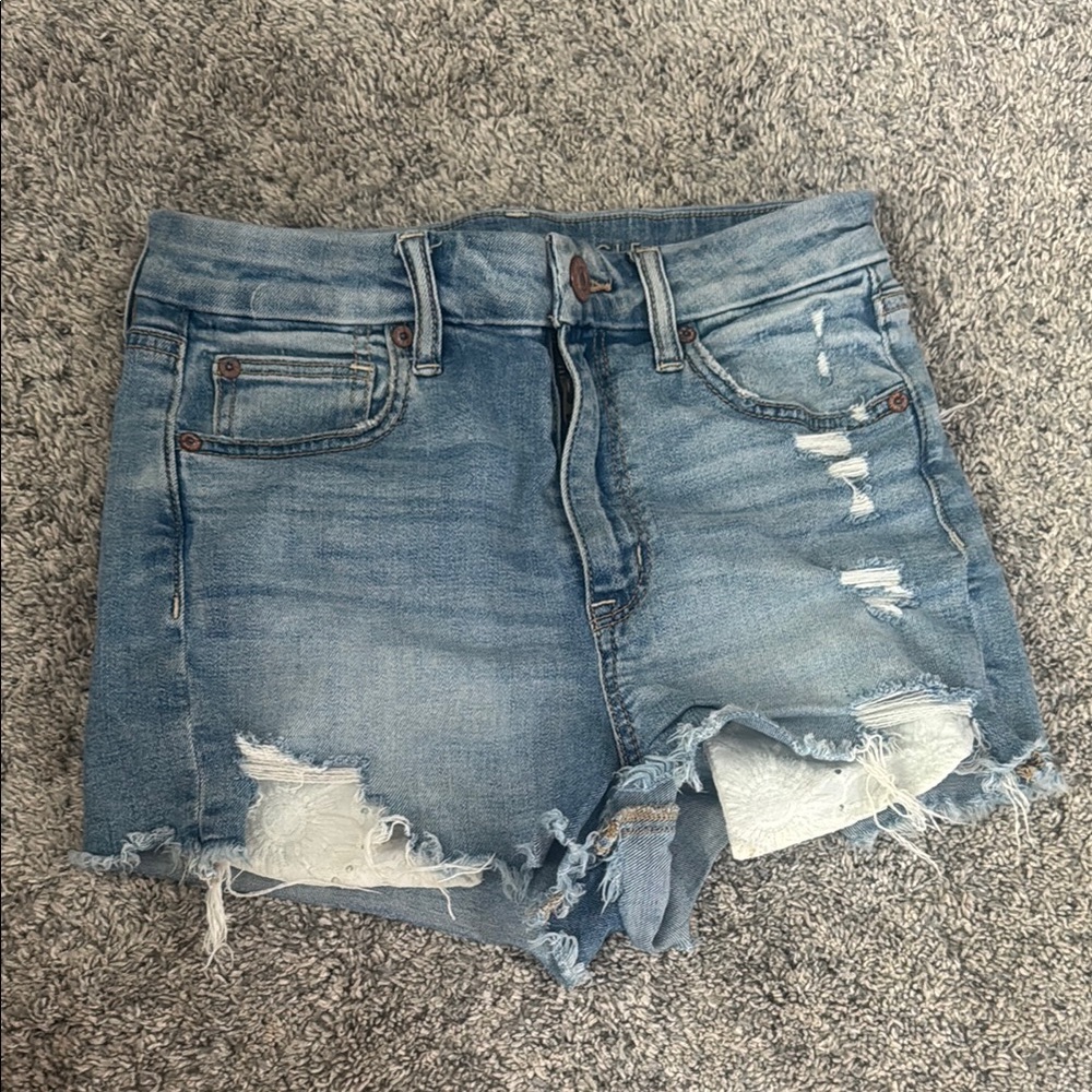 American Eagle Blue Distressed Jean Shorts